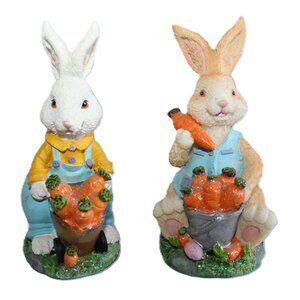 Bunny Gardens Gala Limited Edition Easter Bunnies With Carrots Set Of 2